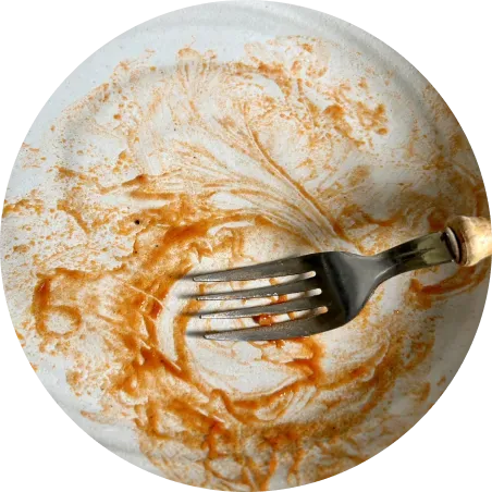 汚れた皿の写真